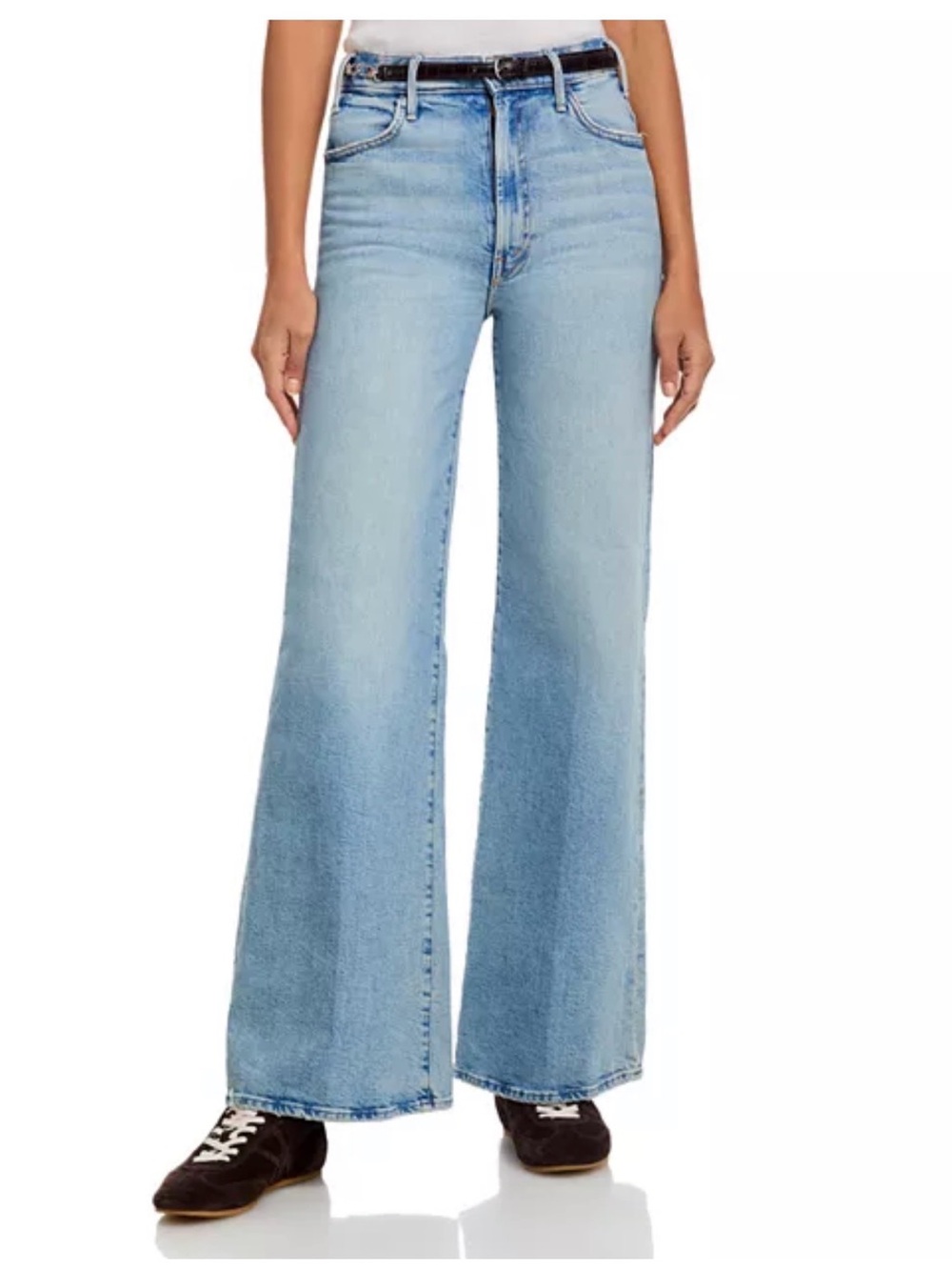 The Hustler Roller Sneak High Rise Wide Leg Jeans in I Confess